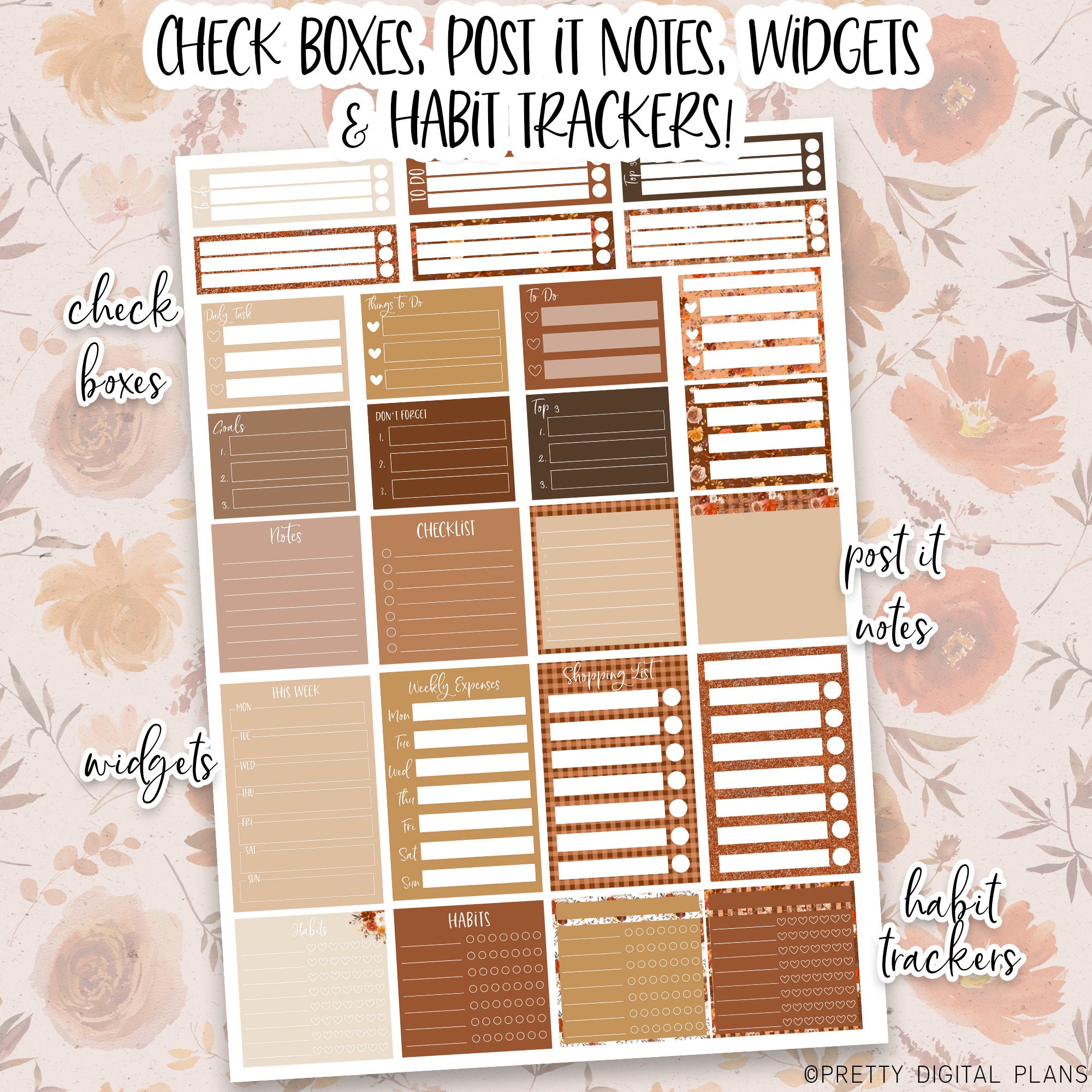 Fall Digital Stickers Goodnotes Floral Sticker Book Autumn Planner ...