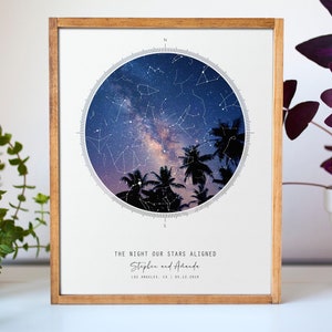 Stern Karte Paare Verlobung, Jahrestag Geschenke für Mann | Nachthimmel Strand Hochzeitsgeschenke für Paare | Personalisierte Geschenke für Freund