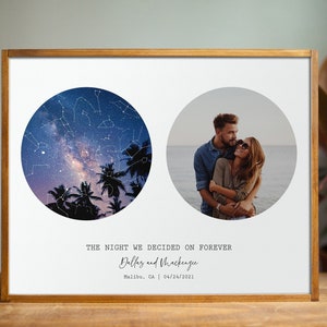 Mapa estelar do céu noturno por data, noivado de casais, presentes de aniversário | Presentes para marido e esposa, mapa de constelação personalizado, presentes de casamento