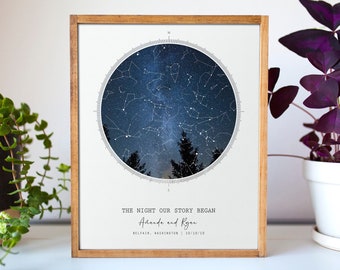 Night Sky Star Map Sentimental Birthday Gift Ideas for Wife | Unique Wedding Gifts for Couples | The Night We Met Anniversary Gifts for Him