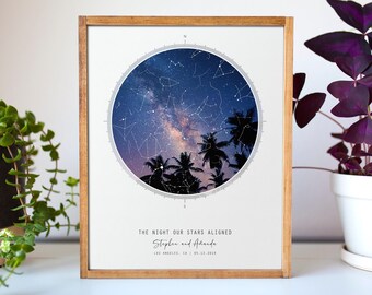 Aangepaste sterrenkaartprint: gepersonaliseerd jubileum, bruiloft, verlovingscadeau