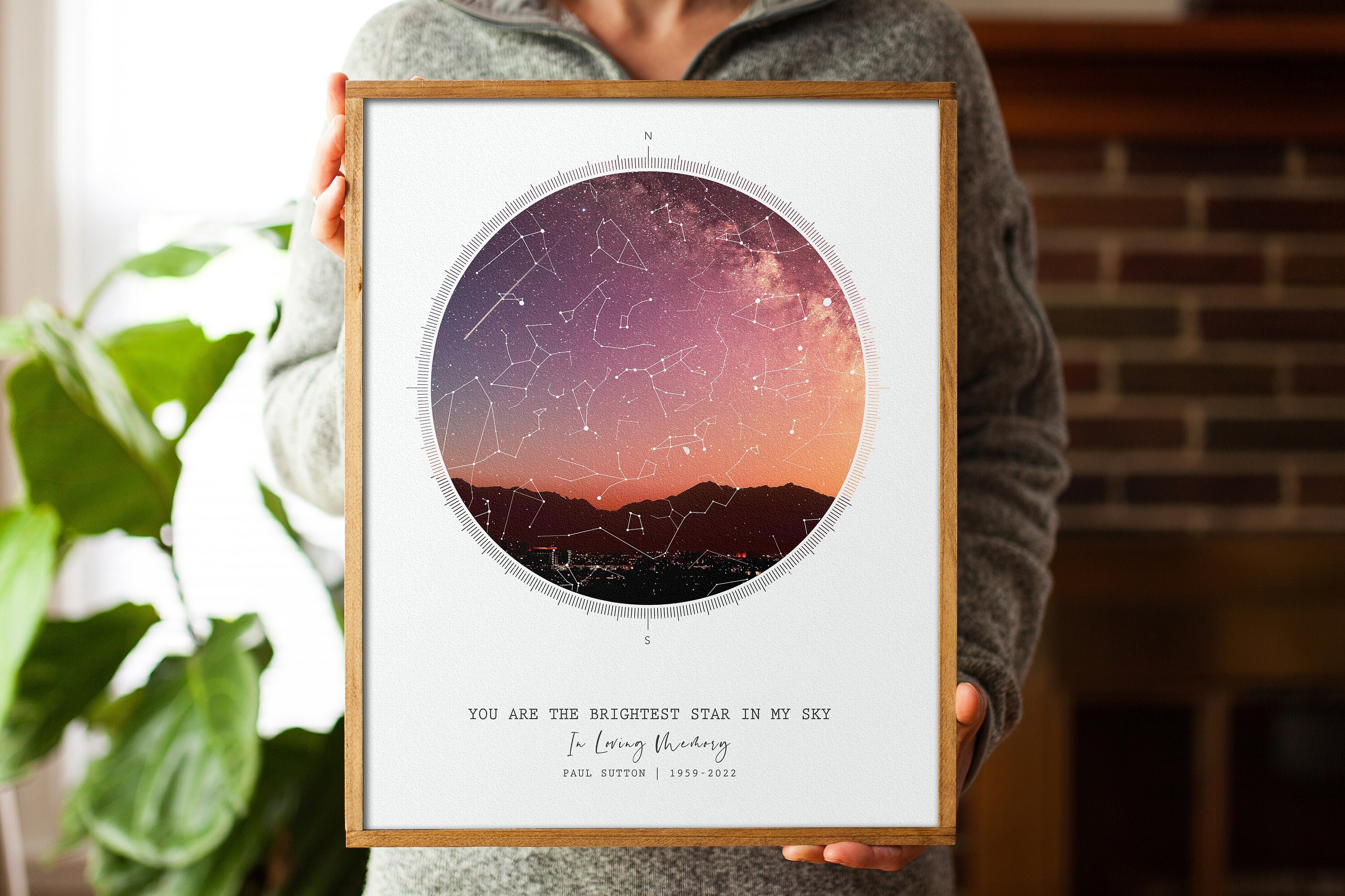 In Loving Memory Memorial Star Map Sympathy Gifts | Celebration of Life Memorial/Bereavement Gifts | Loss of Mother/Father Condolence Gift