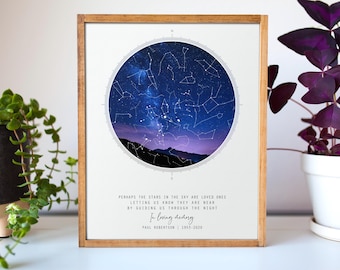 Memorial Star Map Sympathy/Bereavement Gift | Personalized Remembrance In Loving Memory Gifts Night Sky Celebration of Life