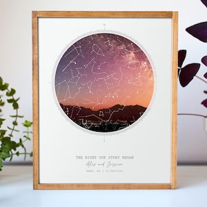 Personalized Night Sky Star Map By Date Wedding Gifts for Couples | Custom Constellation Map The Night We Met Sky Anniversary Gifts for Him