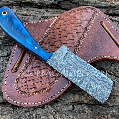 Cowboy Bull Cutter Knife With Damascus Blade and Pan Cake Etsy