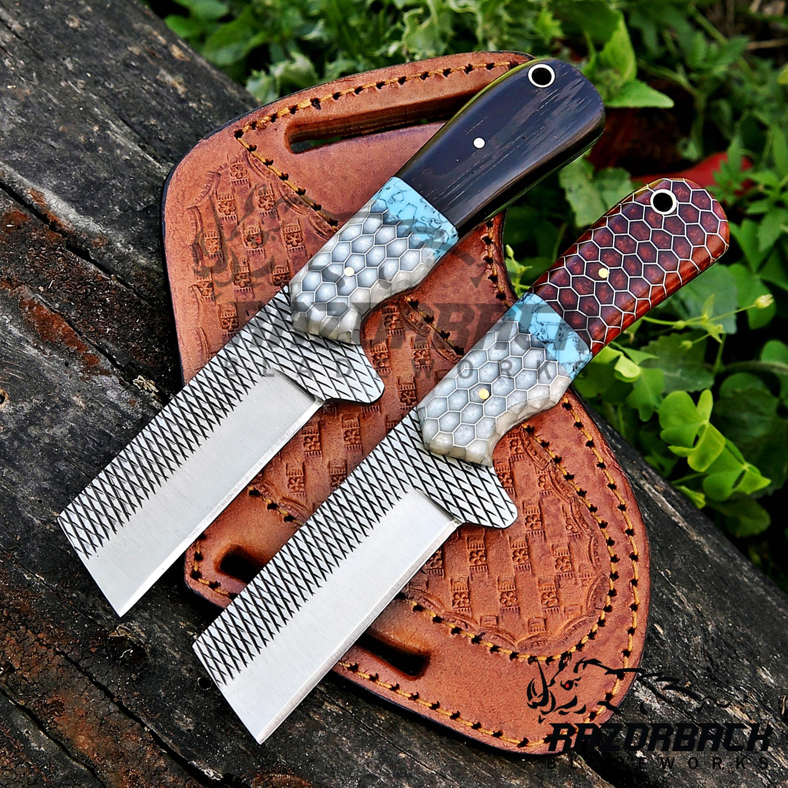 Handmade Rasp Knife With Leather Sheath - Cowboy Gift for Him