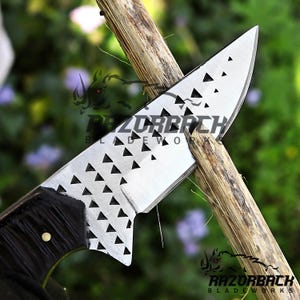 Cuchillo de corte de toro vaquero hecho a mano: hoja de acero para raspar, funda de cuero plana. imagen 19