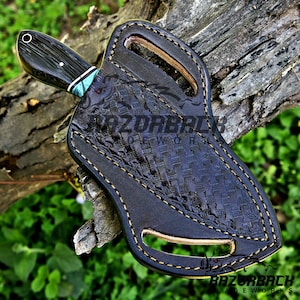 Cuchillo de corte de toro vaquero hecho a mano: hoja de acero para raspar, funda de cuero plana. imagen 20