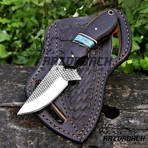 Bull Cutter Knife With Optional Blade Material, Comes With Pancake Leather Sheath, Handmade Bull Cutter Knife, Rasp Steel Bull Cutter Knife