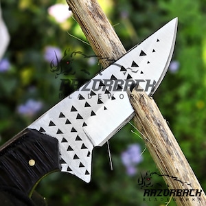 Cowboy Damascus Steel Bull Cutter Knife, Pancake Leather Sheath image 16