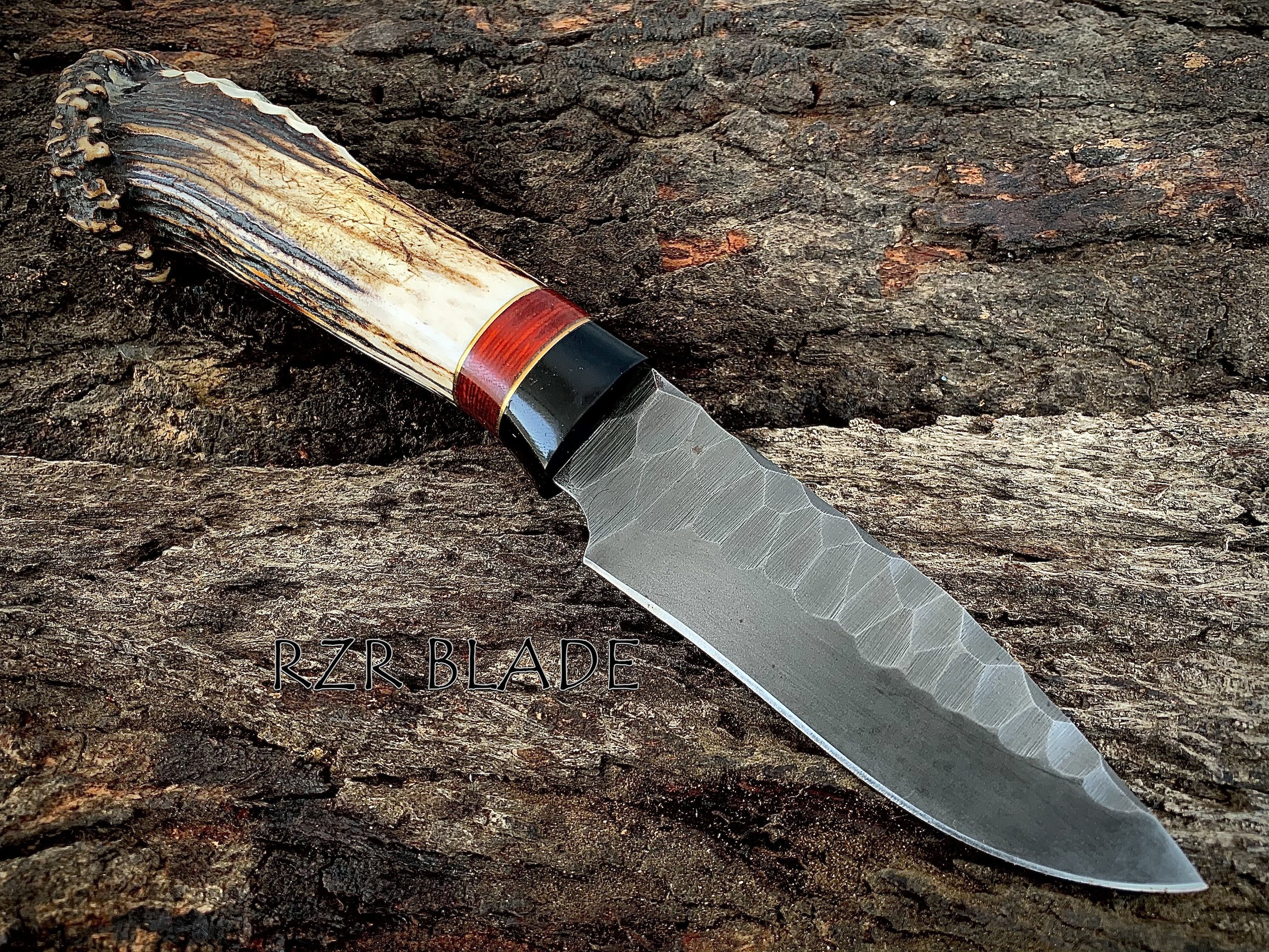 Stone handle Hunting Knife, Handmade Knife with Leather Seath