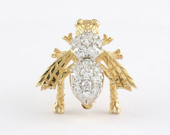 14K YG Diamond Bee Pin 1.25 CTW