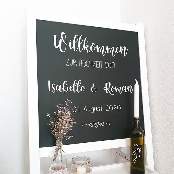 Aufkleber "Willkommen zur Hochzeit", personalisierter Aufkleber, Willkommensschild, Hochzeit