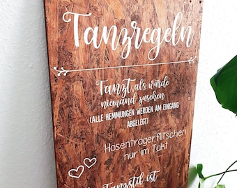 Aufkleber "Tanzregeln" Hochzeit, Geburtstage, Feiern, Aufkleber Dancing Rules, Schild, Hochzeit Dekoration