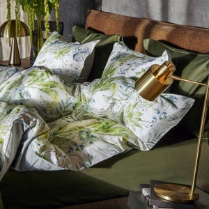 Botanical Cotton Duvet Cover Set Watercolor Leaf Print Bedding &quot;Flora Costera&quot;