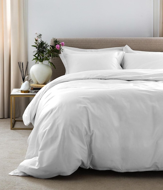 Weißer Baumwollsatin Bettwäsche Set mit Kissenbezügen Hotel Qualität Bettwäsche Geschenk für Weihnachten