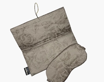 Cotton Sleep Mask: Rose Line - Almond, Soft Travel Eye Mask