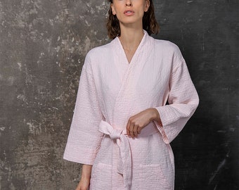 Women's Robe - Cotton Robe Orion Zephyr - 300 Thread-Count 100% Cotton - Pink Robe - Bathrobe - Gift Idea
