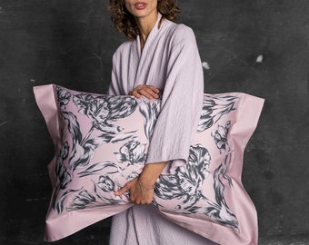 Luxury Premium Women's Bathrobe - Cotton Robe - Orion Angel Pink - 300TC (100% Cotton Sateen) Maternity, Spa and Bridal, Gift Idea