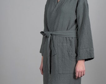 Luxury Women's Robe - Cotton robe Orion Solid Iceland Moss - 300 Thread-Count 100% Cotton