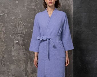 Luxury Women's Robe - Cotton robe Orion Very Peri - 300 Thread-Count 100% Cotton