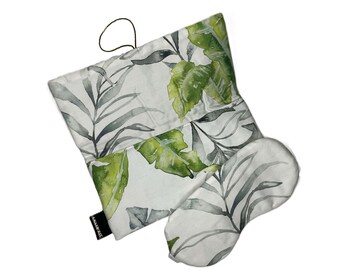 Botanical Print Cotton Sateen Sleep Mask with Travel Pouch "Flora Costera"