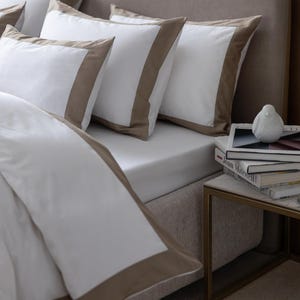 Framed Duvet Cover &quot;Frame - Grey Cliff&quot; 100% Cotton Sateen Duvet Cover in White Color Satin Cotton 300TC Bedding Hotel Bed Linen