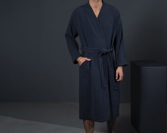 Luxury Men's Robe - Orion Solid Anthracite - 300 Thread-Count 100% Cotton