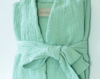 Luxury Women's Robe - Cotton robe Orion Menthol - 300 Thread-Count 100% Cotton