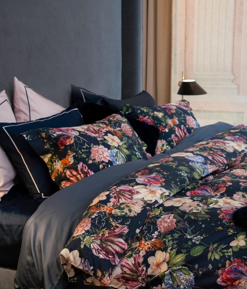 Rose Housse De Couette 220X240,Cyan Noir Romantique Rose Fleur Ensemble