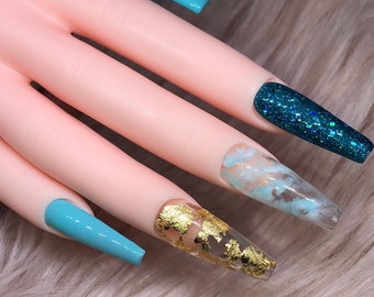 Baby Blue Fake Nails Etsy