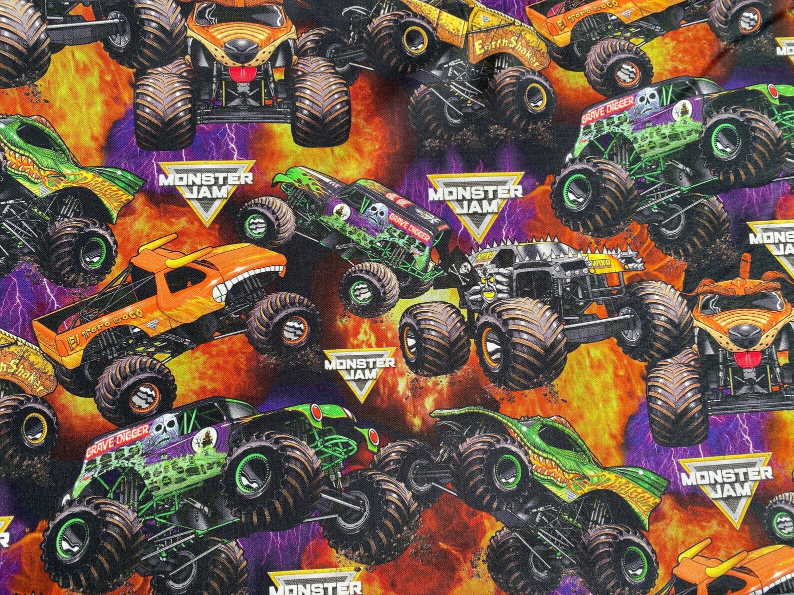 Monster Jam cotton fabric 18 x 21 fat quarter Monster Etsy