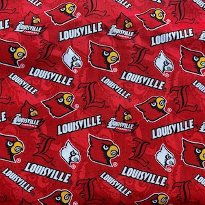 Cotton University of Louisville Cardinals College Cotton Fabric Print -  slou020s