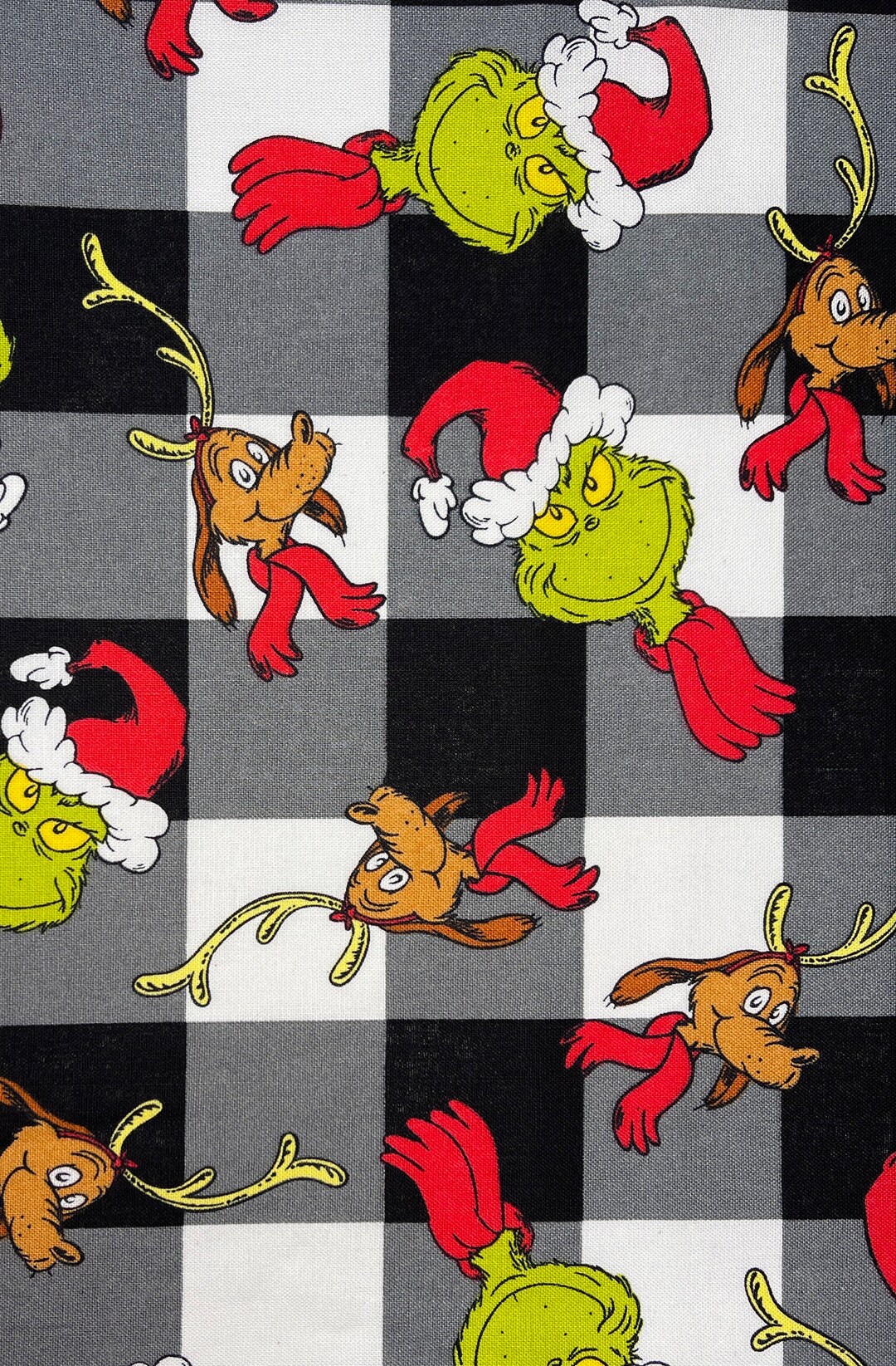 The Grinch Cotton Fabric 18 X 21 Fat Quarter Etsy