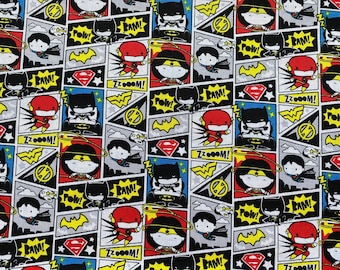 DC Comics Kawaii character cotton fabric 18” x 21” fat quarter