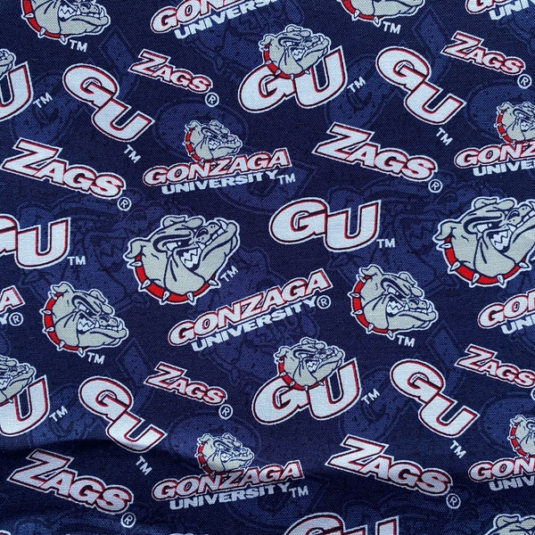 Gonzaga University Bulldogs Cotton fabric 18 x 21 fat quarter