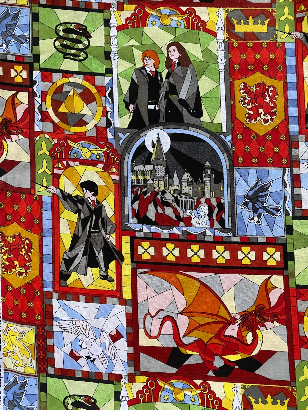 Harry Potter Stained Glass Cotton Fabric Fat Quarter Etsy