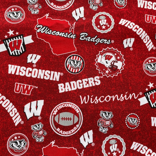 Wisconsin Badgers Cotton fabric 18” x 21” fat quarter