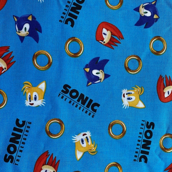 Sonic the Hedgehog cotton fabric 18” x 21” fat quarter