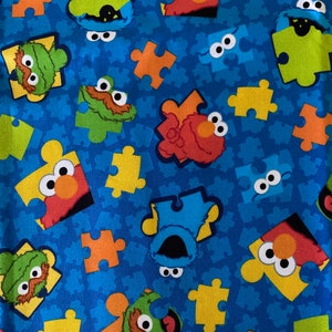 Sesame Street Elmo Puzzle Pieces cotton fabric 18 x 21 fat quarter