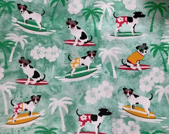 Surfing Dog Fabric Etsy