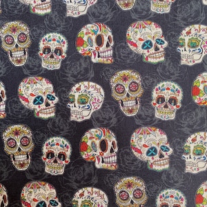 Sugar Skulls Cotton fabric 18” x 21” fat quarter