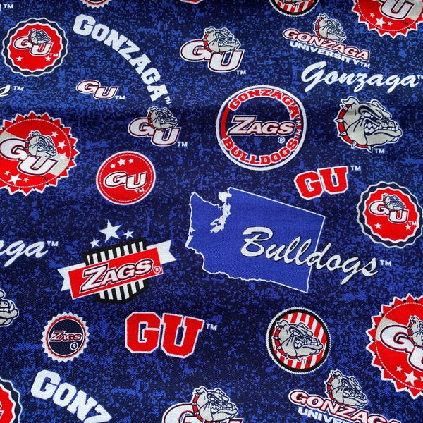 Gonzaga University Bulldogs Cotton fabric 18 x 21 fat quarter