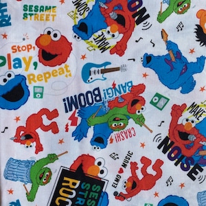 Sesame Street Rocks cotton fabric 18 x 21 fat quarter