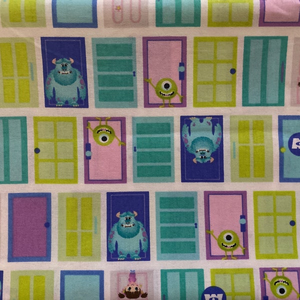 Monsters Inc 100% Cotton fabric 18” x 21” fat quarter