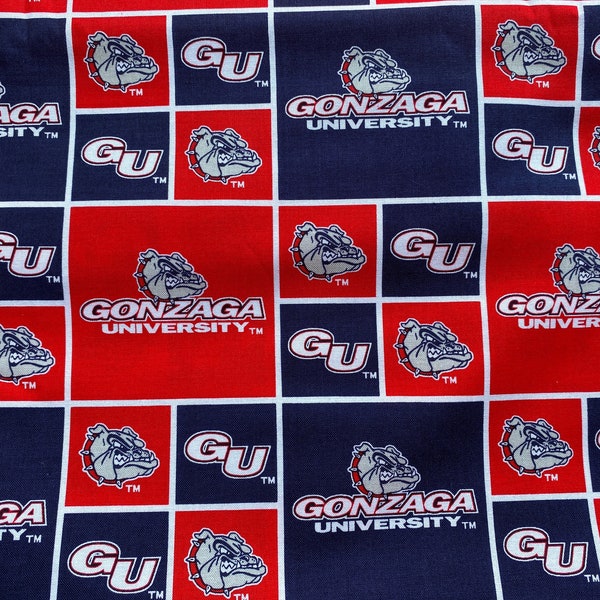 Gonzaga University Bulldogs Cotton fabric 18 x 21 fat quarter