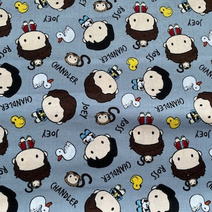 Friends Guys Kawaii cotton fabric 18” x 21” fat quarter Joey Chandler Ross