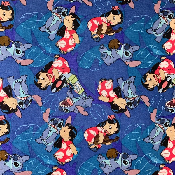 LILO and Stitch 100% Cotton fabric 18” x 21” fat quarter