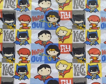 DC Comics Kawaii character cotton fabric 18” x 21” fat quarter