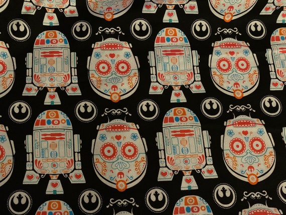 Glow In The Dark Star wars tissu Halloween FAT TRIMESTRE Coton Craft Noir cp30